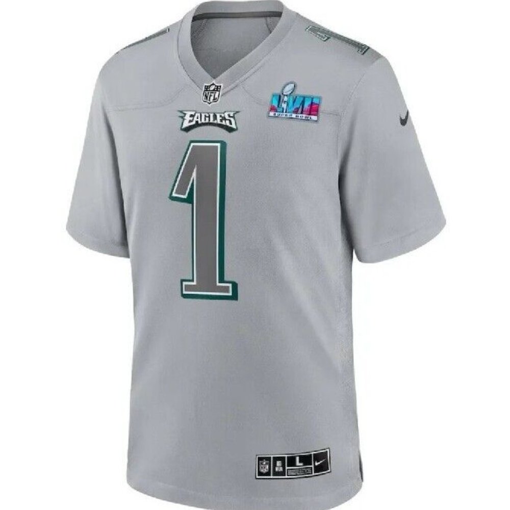 Nike Men Philadelphia Eagles Jalen Hurts Gray Super Bowl LVII Patch Jers… - Picture 2 of 3
